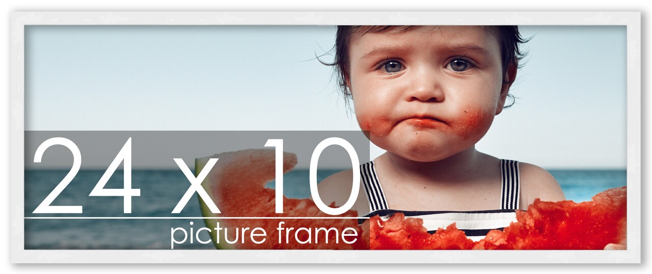 24x10 Solid Wood Picture Frame with UV-Resistant Acrylic & Acid-Free Backing, Available in 6 Finishes: Matte Black, Matte White, Metallic Bronze, Silver, Natural Wood Grain & Mahogany